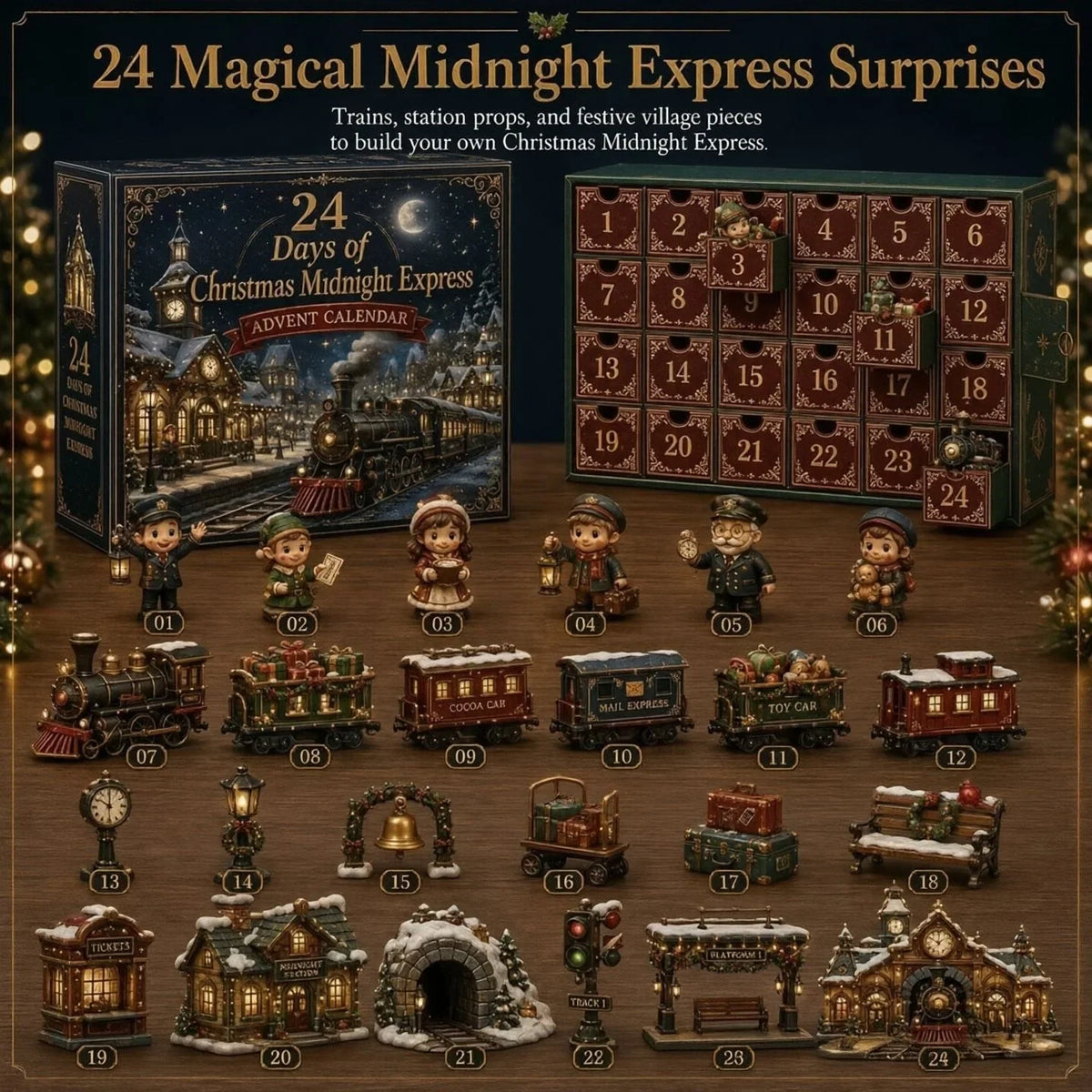 Advent Calendar Acrylic Hanging Christmas Village Design