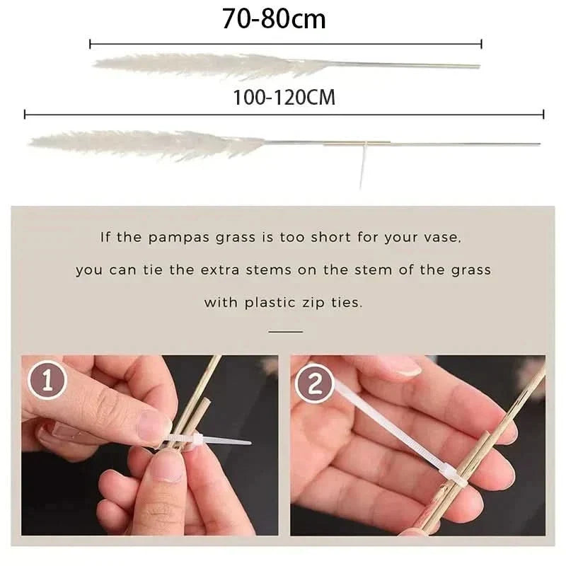 Artificial Pampas Grass Stems 25.6 Inch No Watering