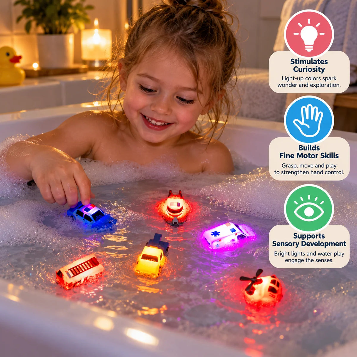 Bath Toys Color-Changing Emergency Vehicles Set of 6
