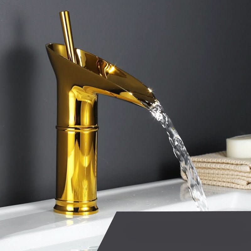 Bathroom Sink Faucet Waterfall Spout Antique Bronze Brass