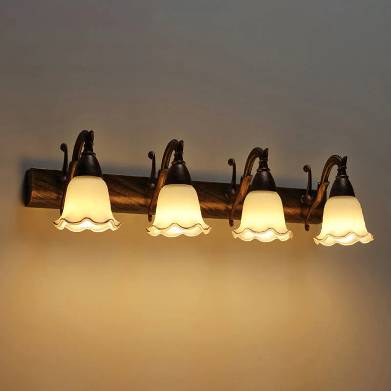 Bathroom Wall Light Damp-Area Downward-Facing White Glass Shades