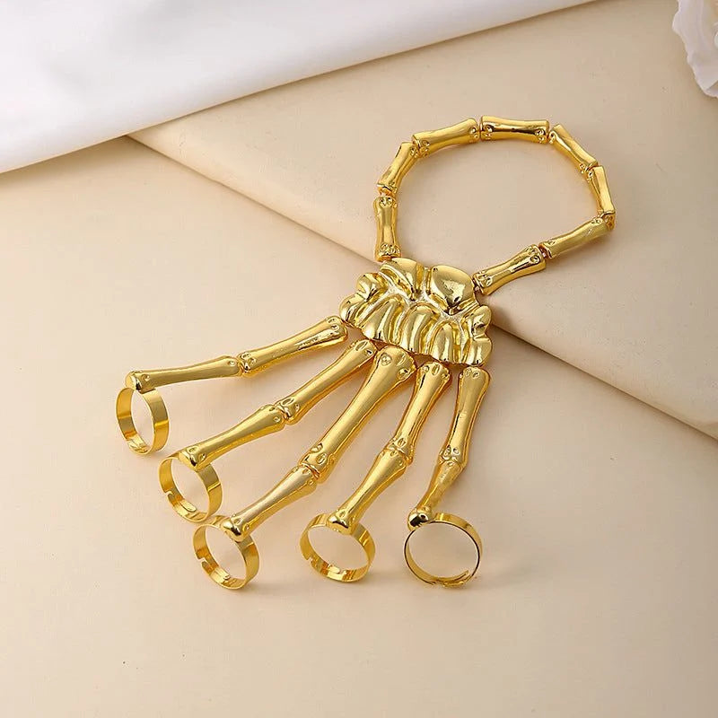 Bracelet Skeleton Hand Design Flexible Adjustable Fit