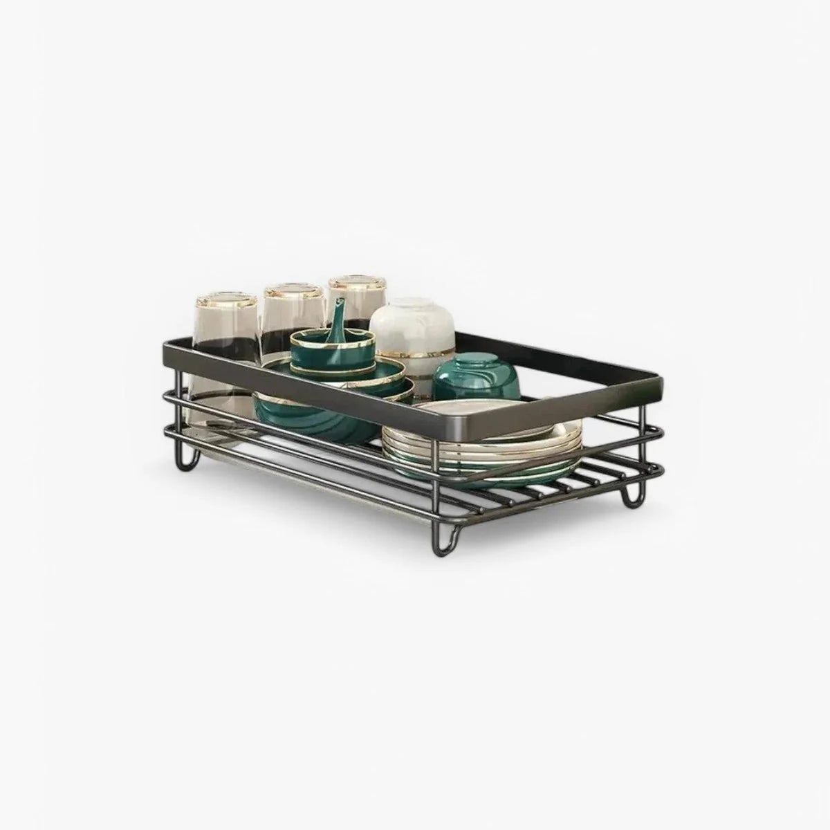 Dish Drainer Stainless Steel Space-Saving Rust-Resistant Separate Compartments
