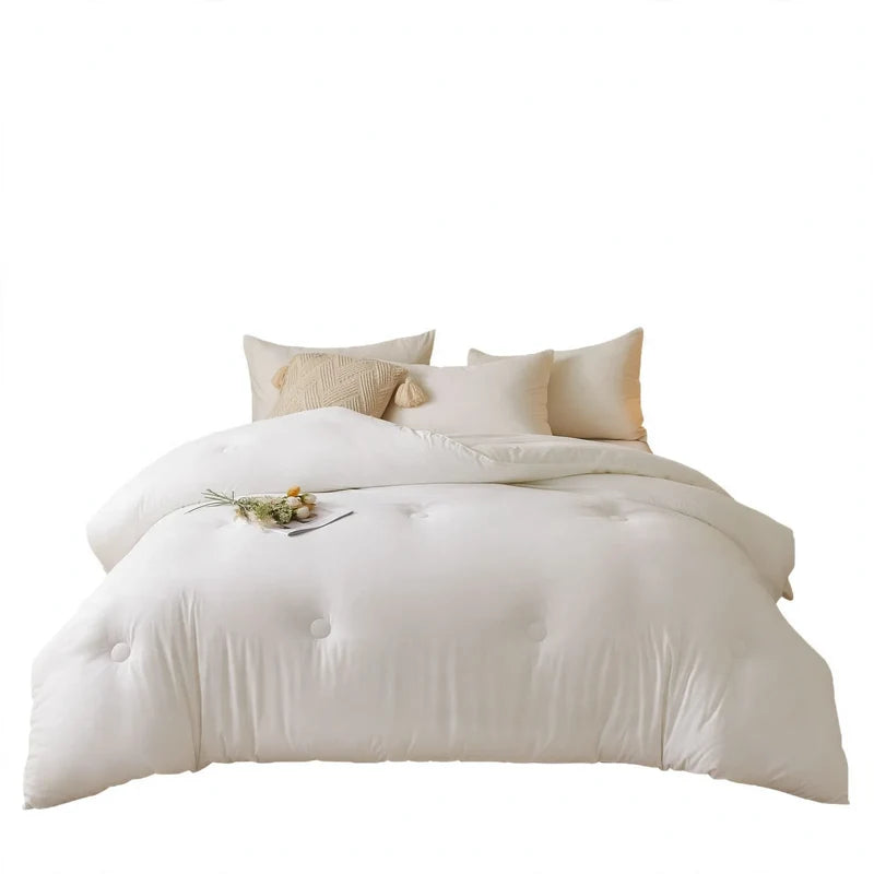 Duvet Soy Fiber Filling Washed Cotton Cover All-Season Breathable Light Warmth