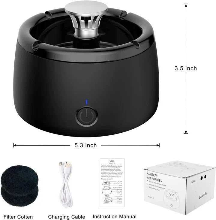 Electric Ashtray Activated Carbon Filter Rechargeable Design