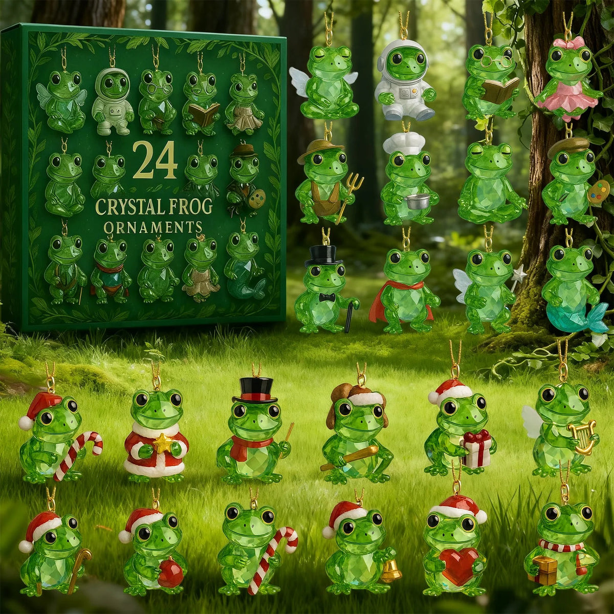 Frog Figurine Advent Calendar Crystal Set of 24