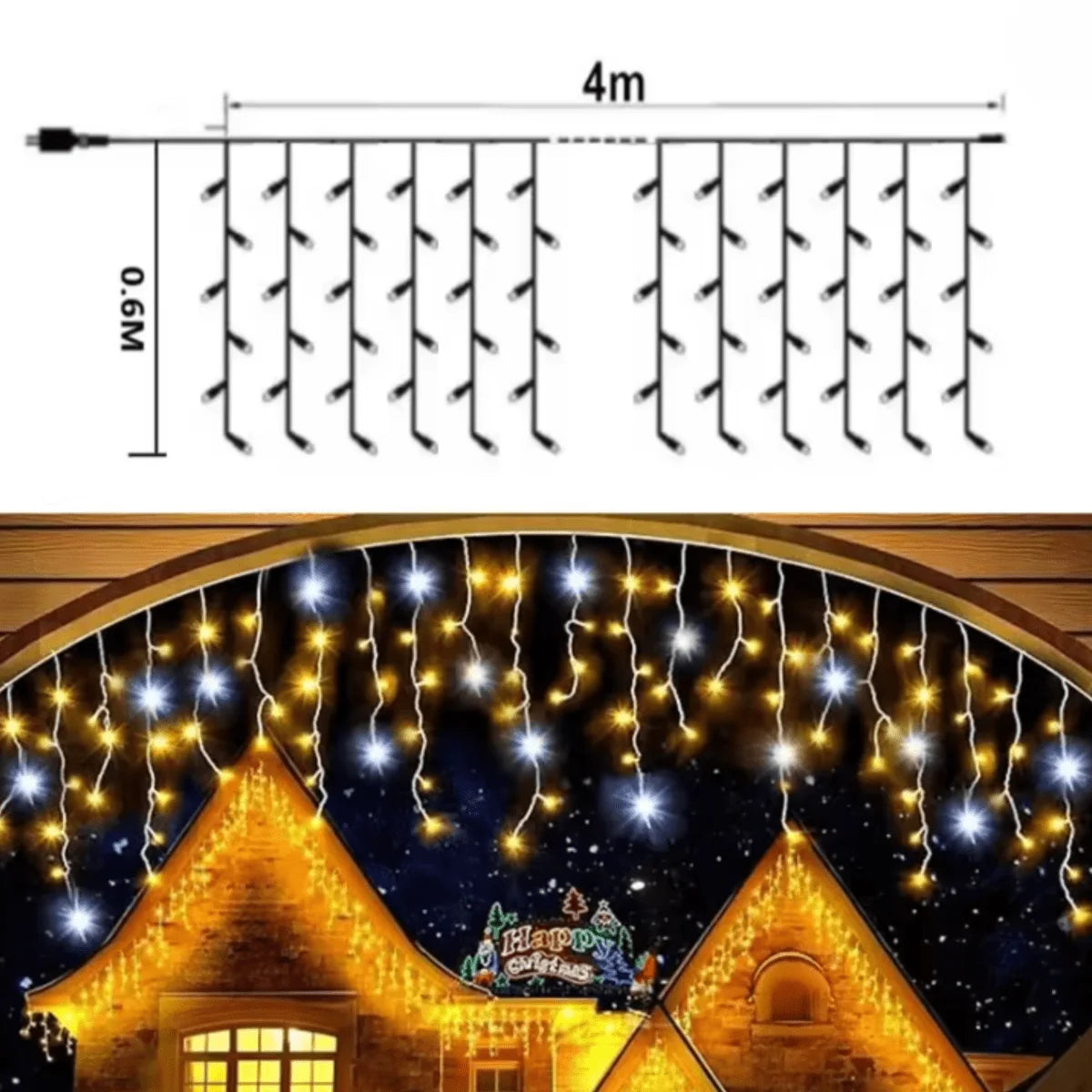 Garden Curtain Lights Bright White 96 LEDs Weather-Resistant