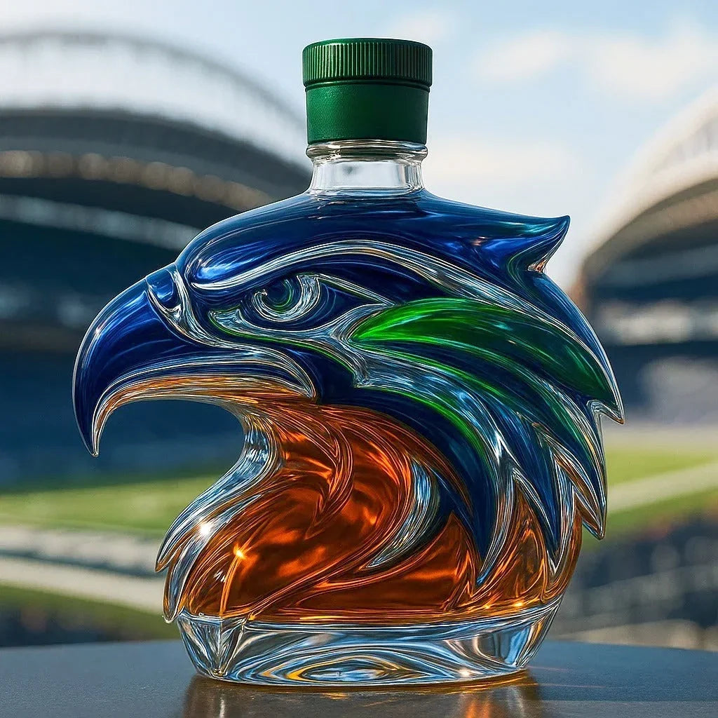 Glass Bottle Sculpted Hawk Head 11.83 Oz