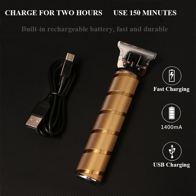 Hair Clipper Set Cordless Rechargeable Ceramic Stainless Steel Blades 3-Piece Grooming Kit