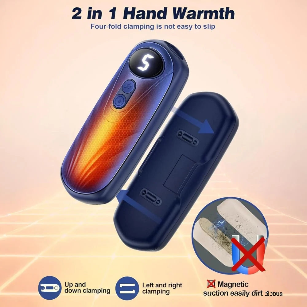 Hand Warmers Rechargeable Pair Adjustable Heat Digital Display