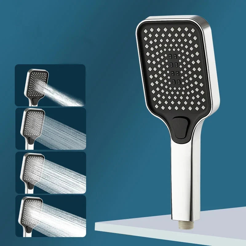 Handheld Shower Head 4 Spray Modes Pressure-Boosting Self-Cleaning Nozzles