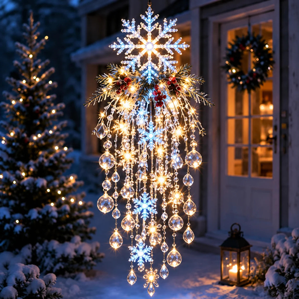 Hanging Christmas Lights Cascading LED Crystal Accents