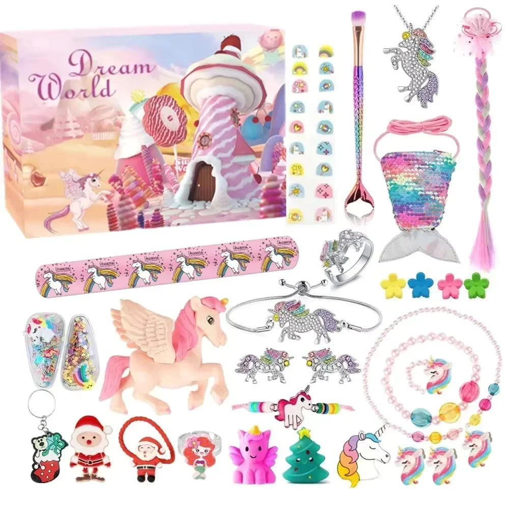 Jewelry Advent Calendar Ocean-Themed 24-Piece Jewelry & Hairpin Set