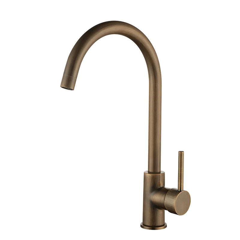 Kitchen Faucet 304 Stainless Steel Antique Brass 360° Swivel