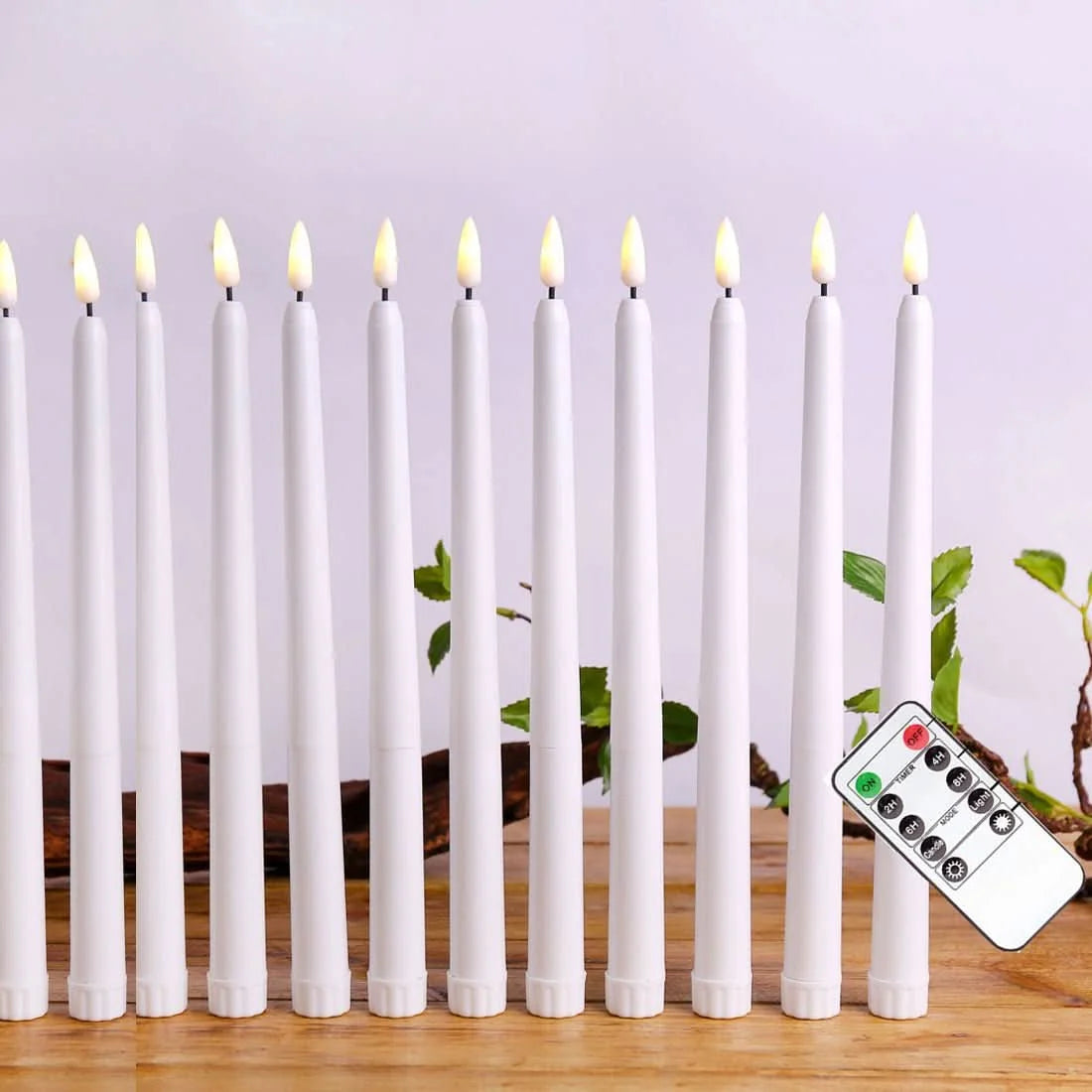 LED Taper Candles Flameless Remote Control Dimmable