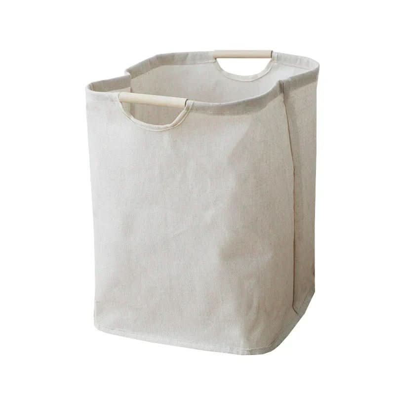 Laundry Basket Cotton And Linen Foldable With Carry Handles