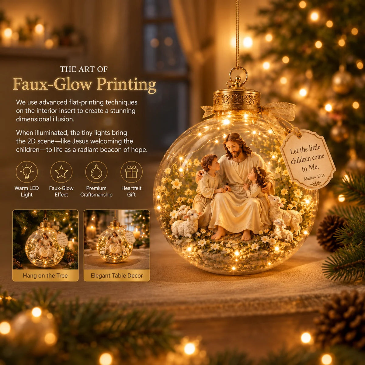 Lighted Christian Ornament Scripture Keepsake 8 Designs