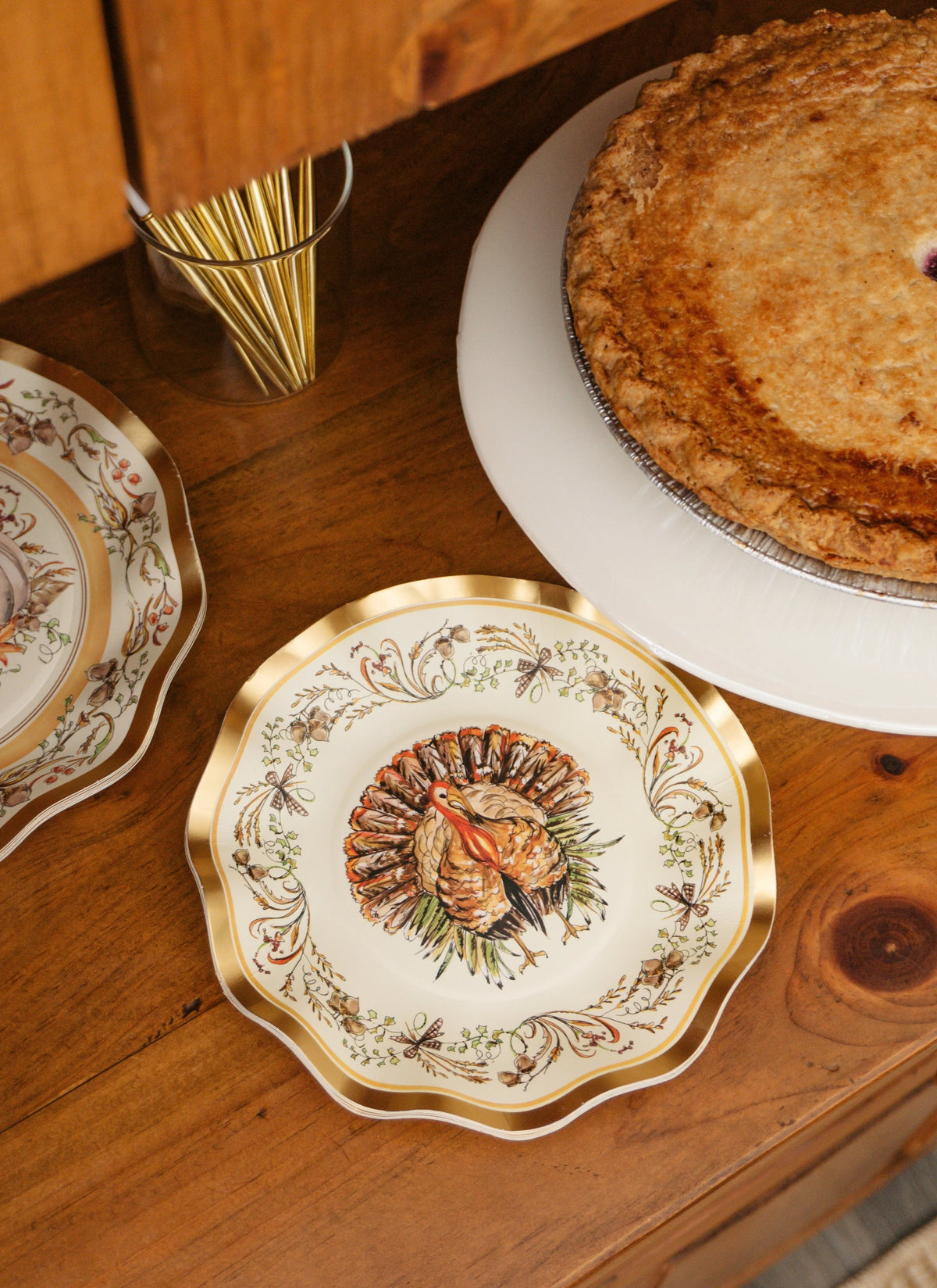 Paper Plates Heavy-Duty Thanksgiving Turkey & Gourd Design