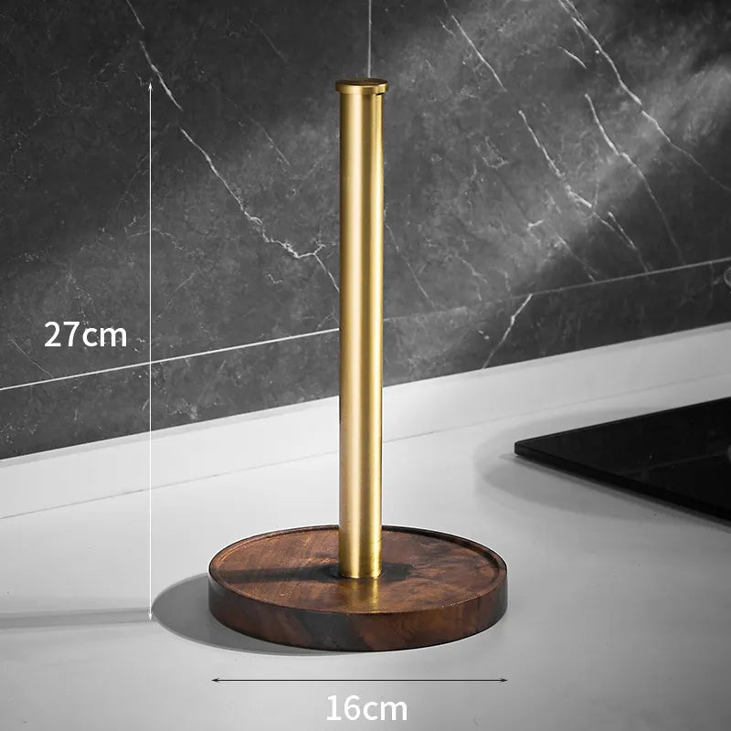 Paper Towel Holder Solid Walnut Stainless Steel Base