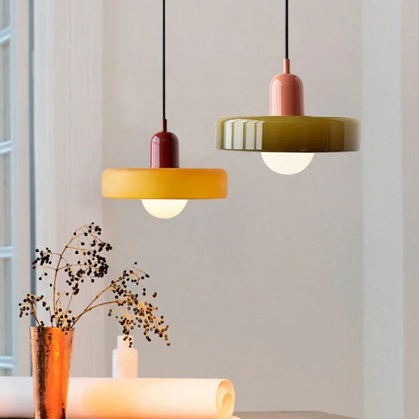 Pendant Light Stained Glass Geometric Shade Adjustable Hanging Length