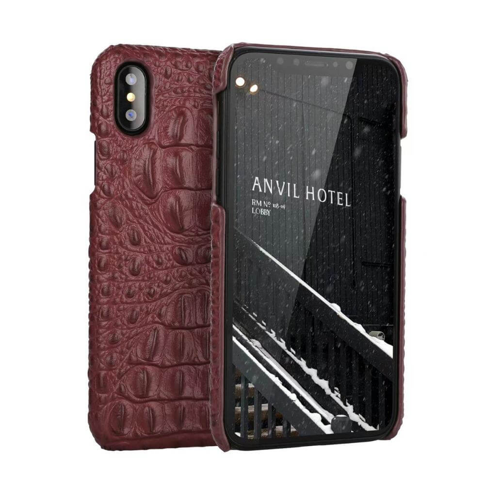 Phone Case Leather 3D Crocodile Finish for iPhone X/8/7 Models