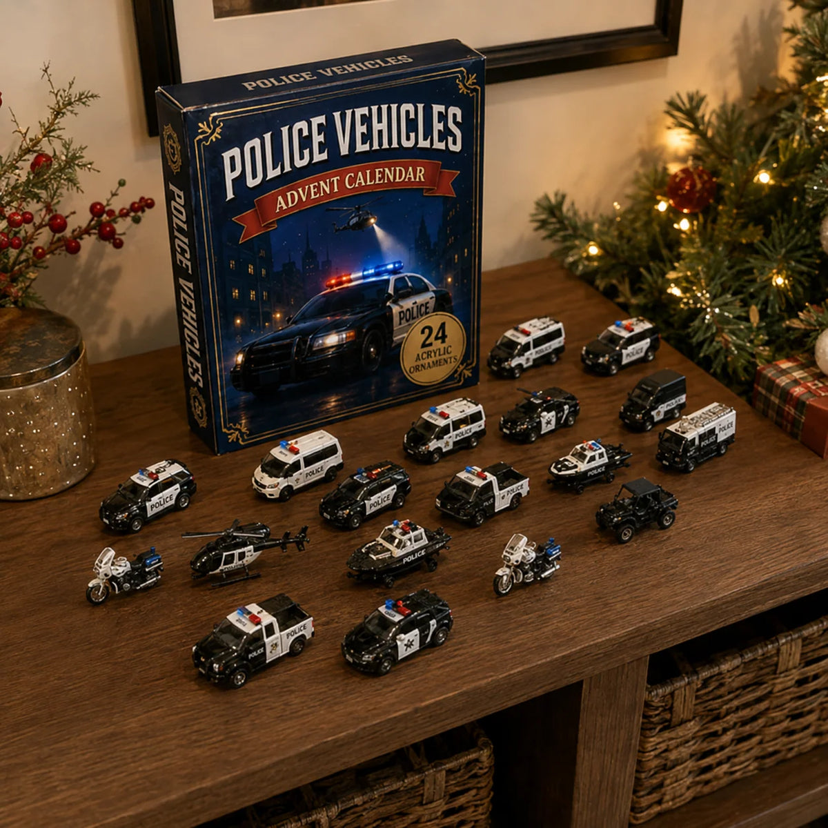 Police Vehicle Advent Calendar 24 Vehicles Across Land, Air & Sea