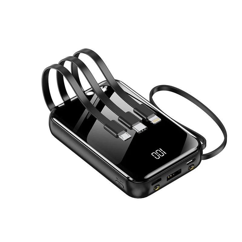 Power Bank Fast Charging Built-In Cables Digital Battery Display