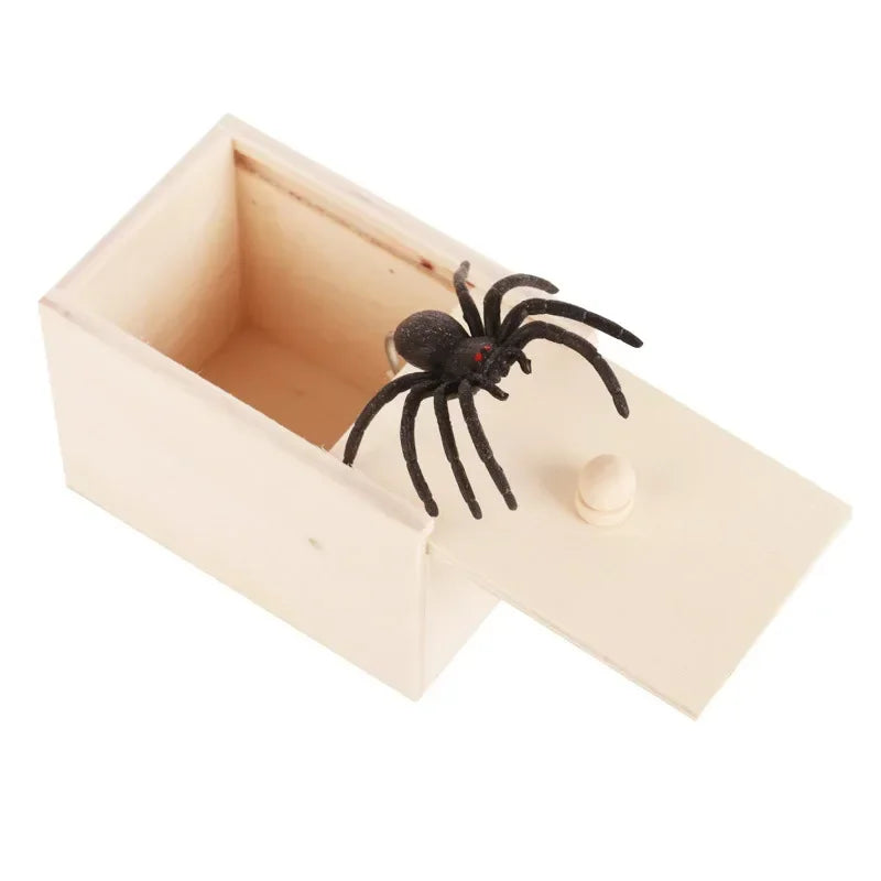 Prank Box Wooden Spring-Loaded Pop-Up Spider Reusable