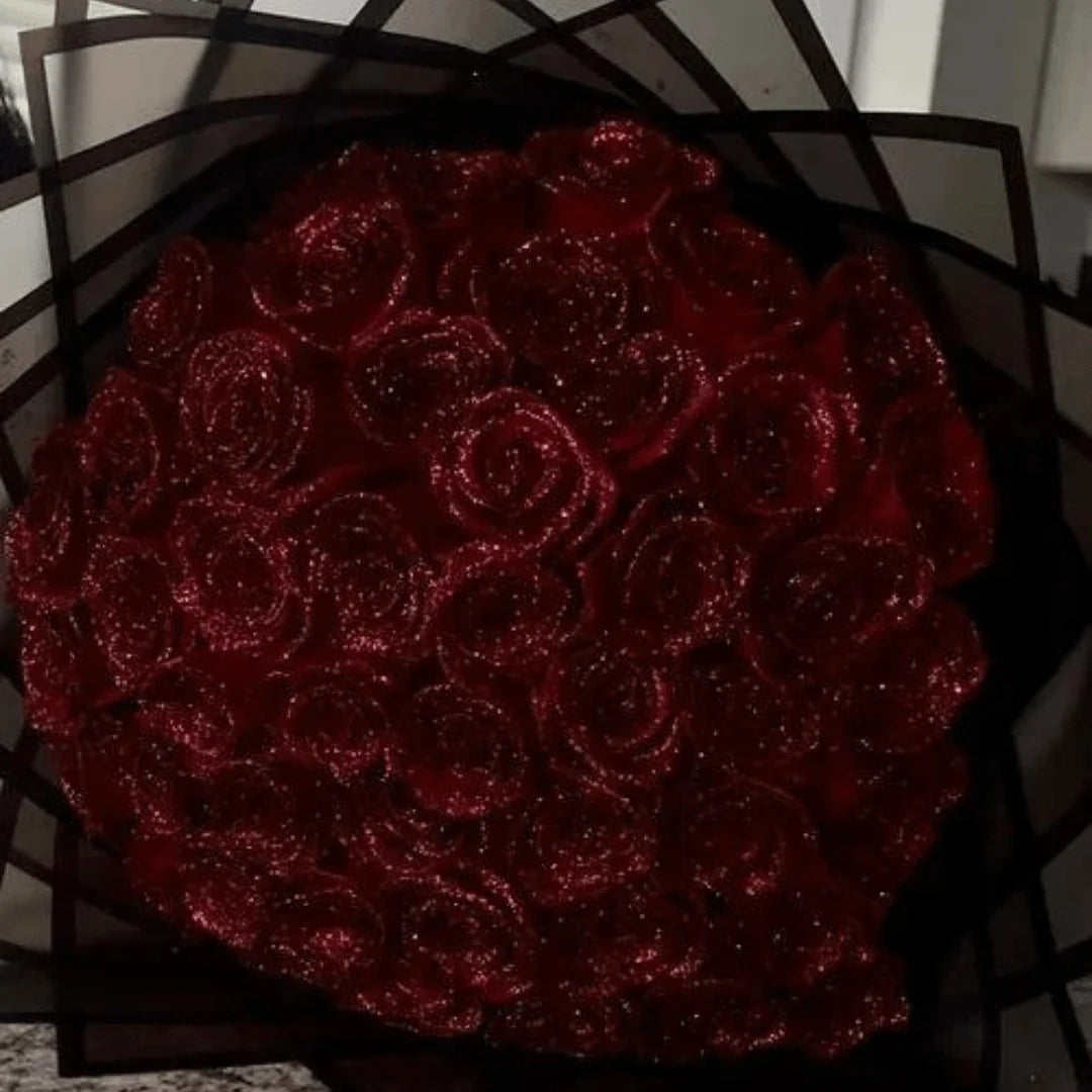 Preserved Roses Real Flower Glitter-Coated No-Upkeep Decor