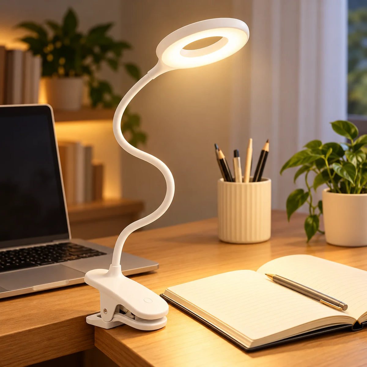 Reading Lamp Clip-On Dimmable LED USB Flexible Arm