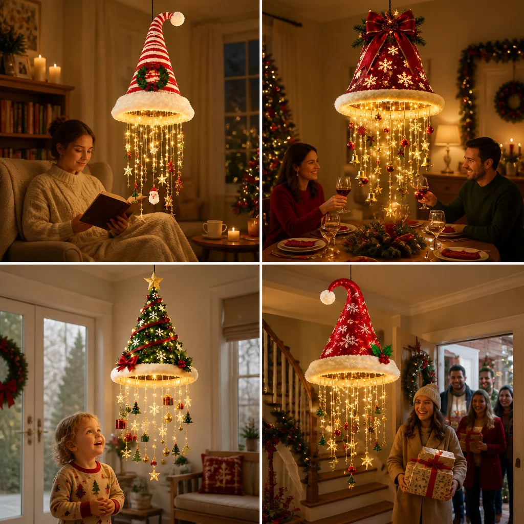 Santa Hat LED String Lights Festive Glow