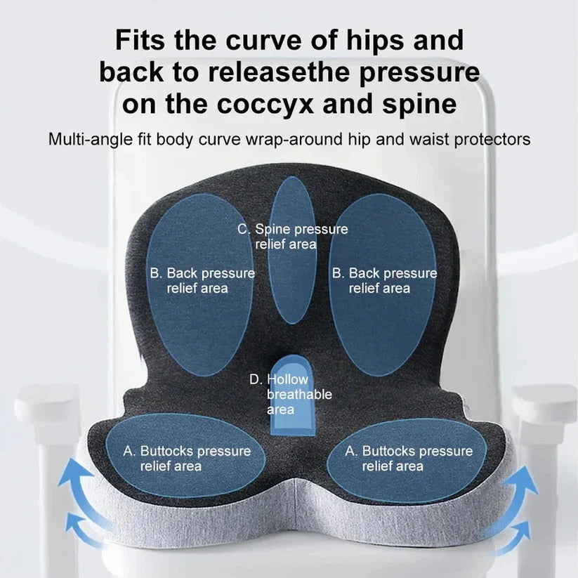 Seat Cushion Memory Foam Attached Backrest Washable Cover