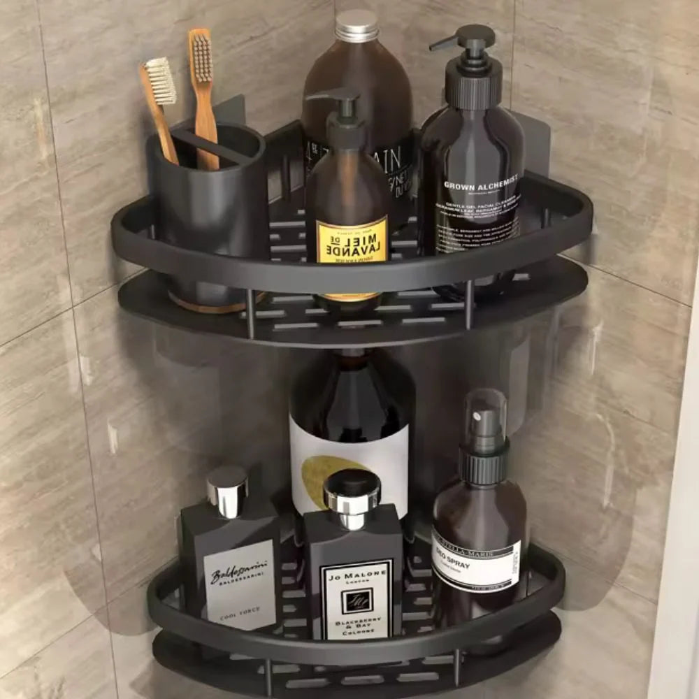 Shower Shelf Aluminum Adhesive Mount Open Drainage Design