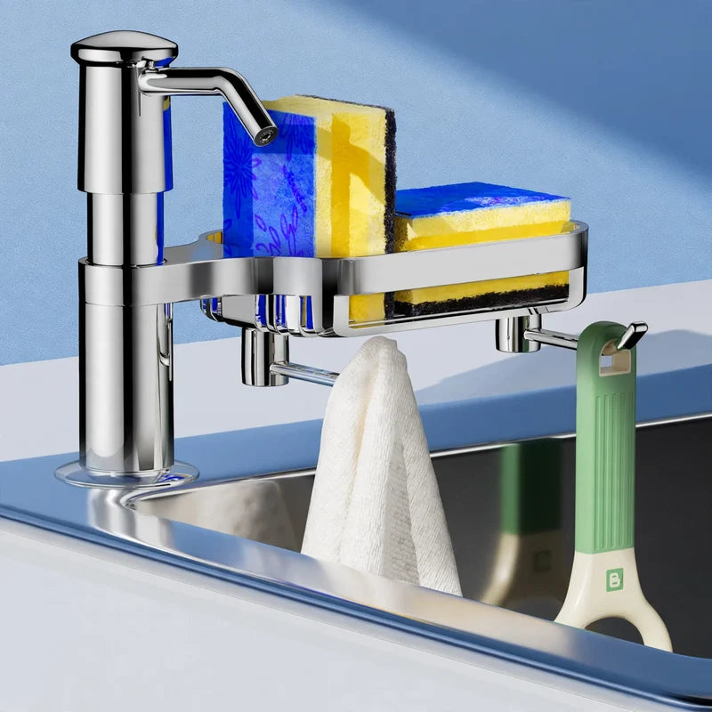 Soap Dispenser Sink-Mounted With Extension Tube & Removable Shelf