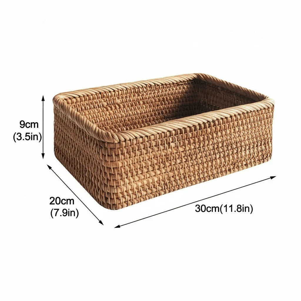 Storage Basket Woven Rattan Style Decorative Organization