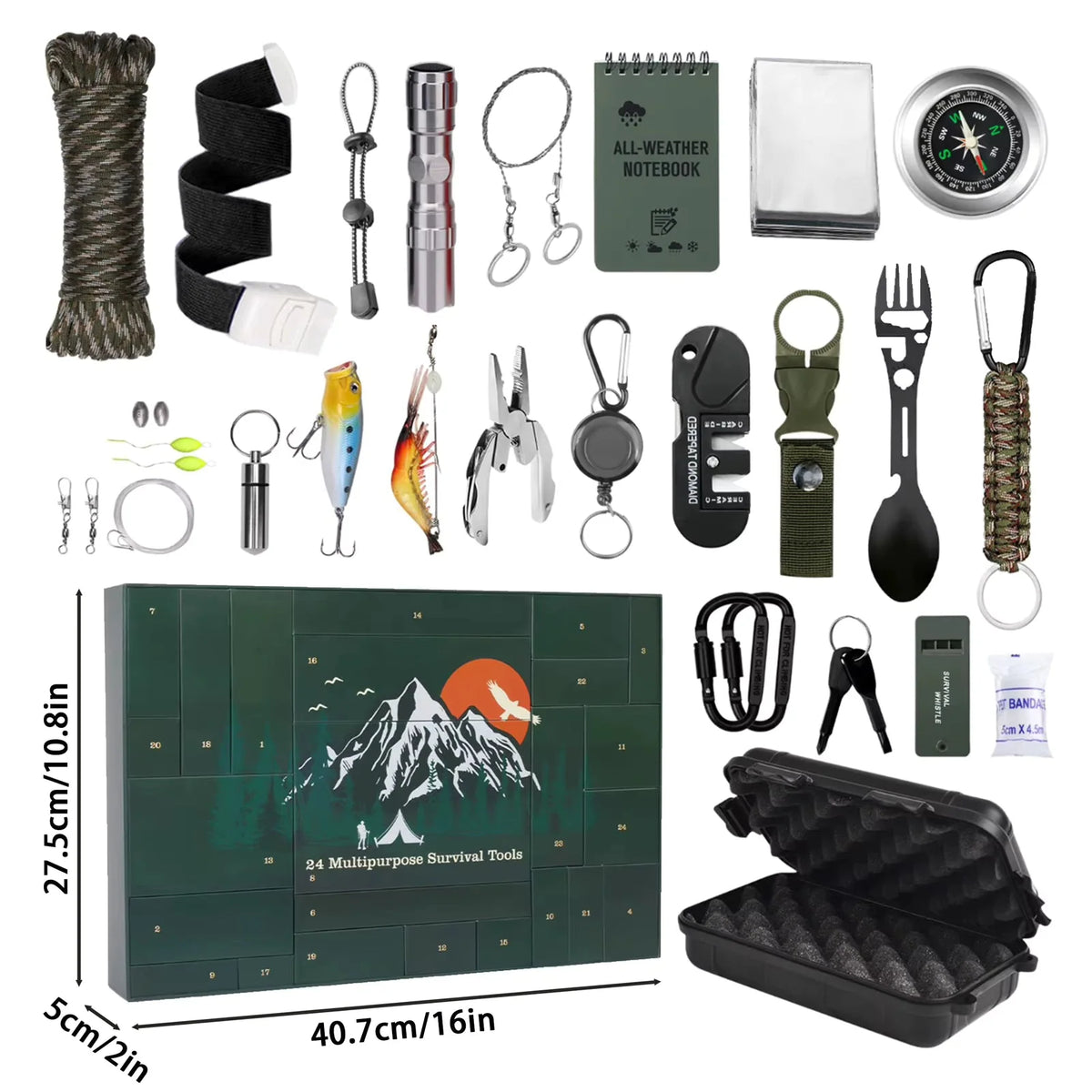 Survival Advent Calendar Multitool, Flashlight & Paracord