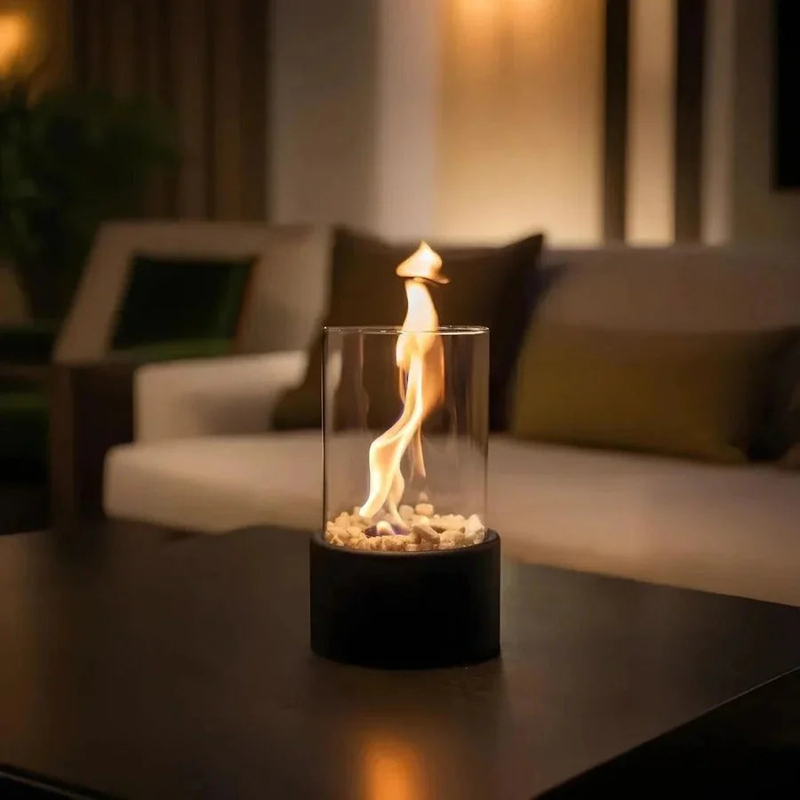 Tabletop Ethanol Fireplace Glass Enclosure With Snuffer Included