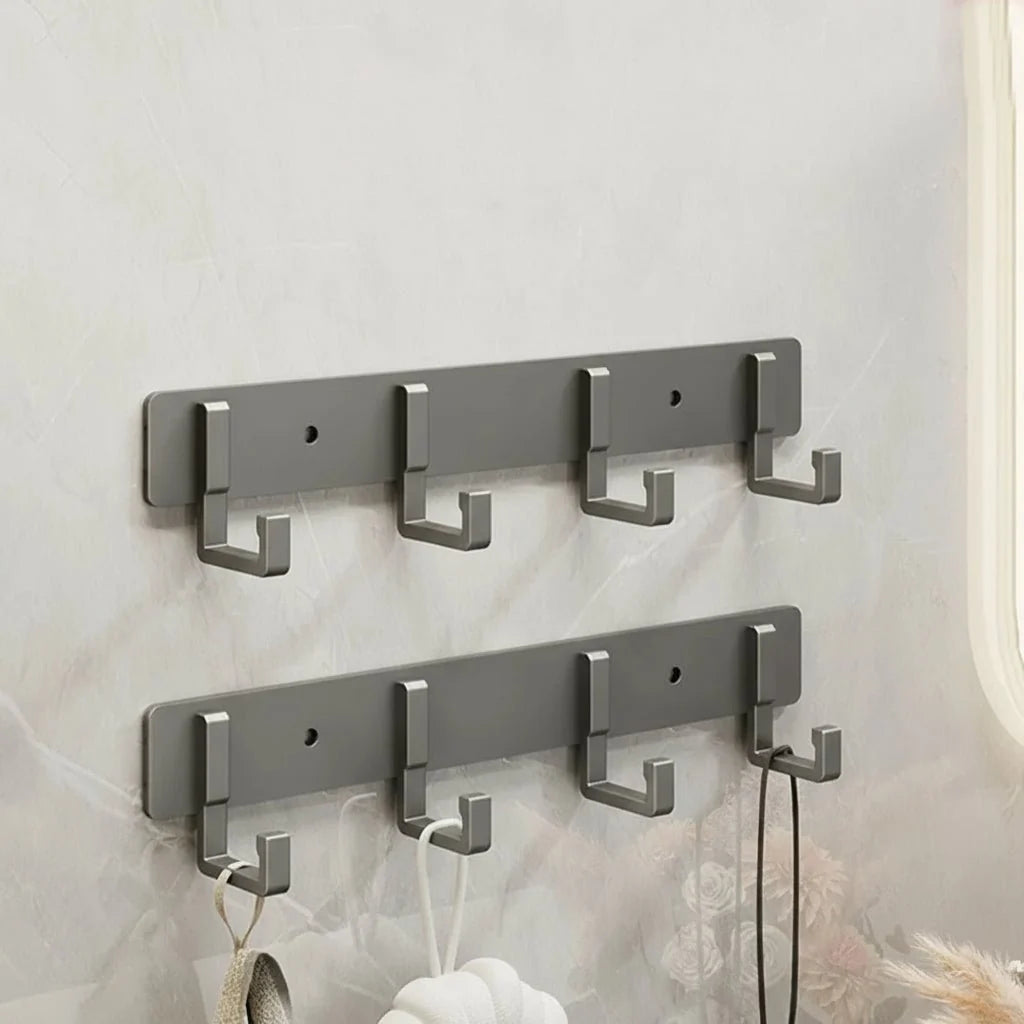 Wall-Mounted Coat Rack Metal Space-Saving Multiple Hooks