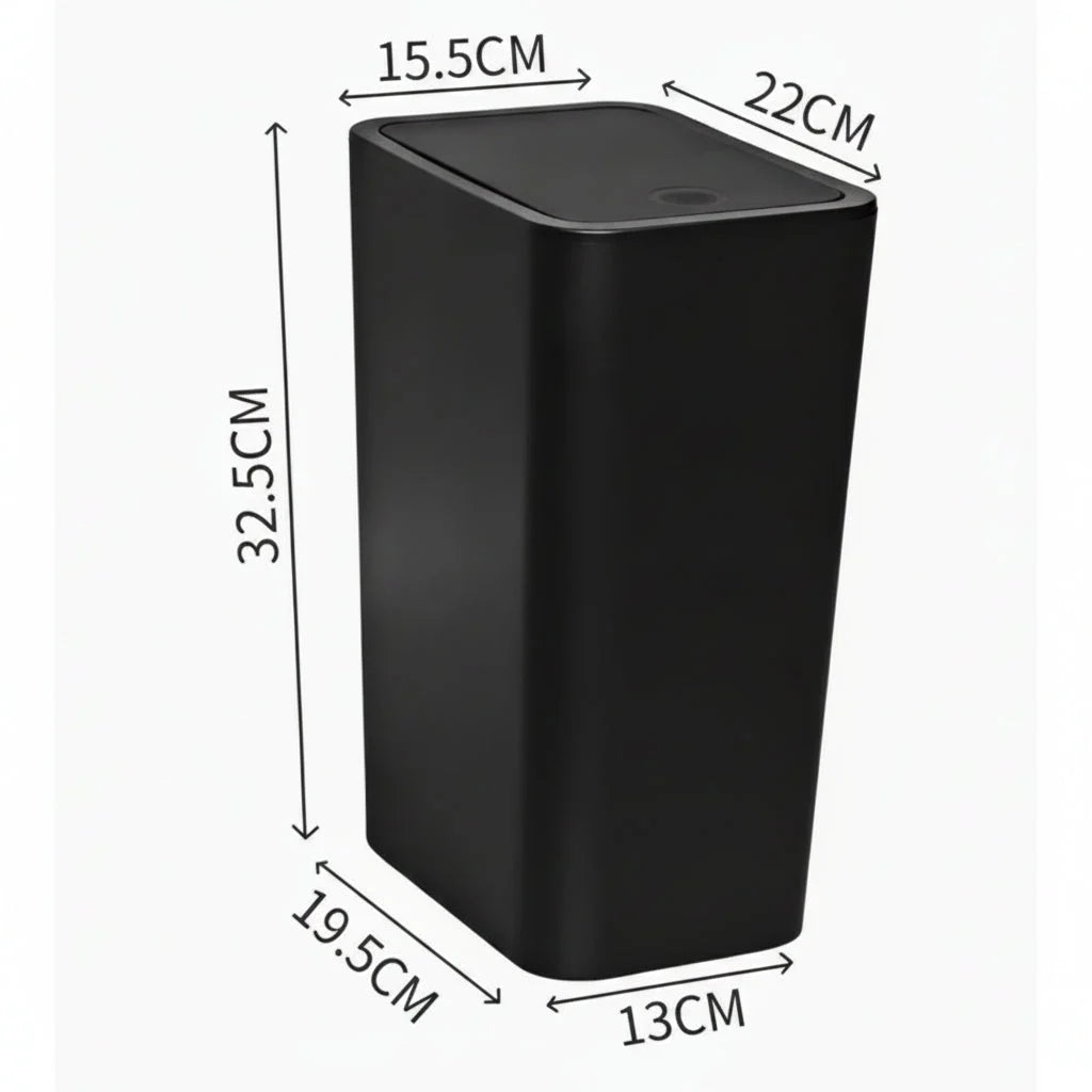 Waste Bin Slim Space-Saving Push-Button Lid 2.64 Gallon