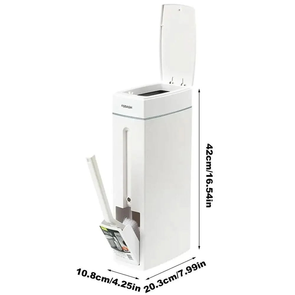 Waste Bin & Toilet Brush Set 4.5L Slim Profile