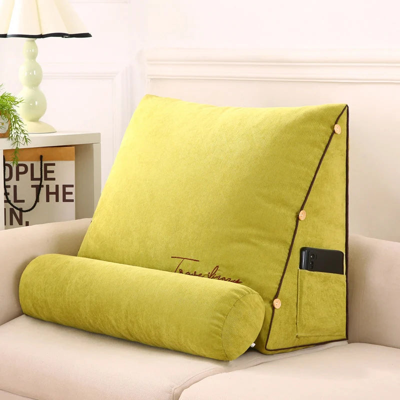 Wedge Cushion Ergonomic Back & Neck Support Side Pocket