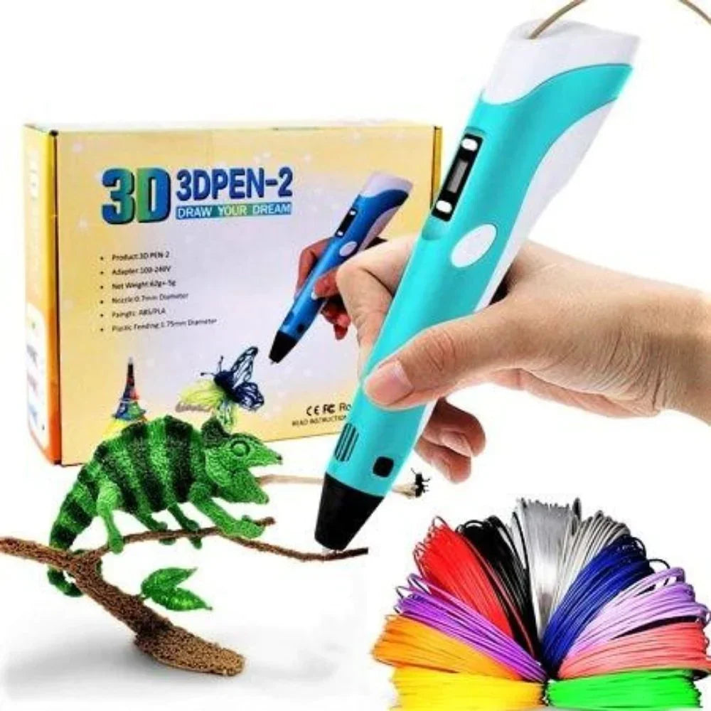 3D Pen Adjustable Temperature & Speed 12-Piece Filament Set