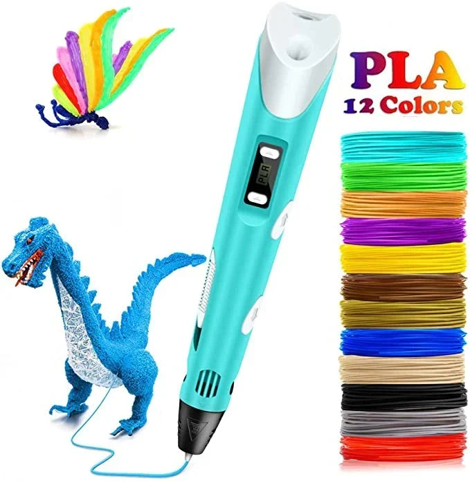3D Pen Adjustable Temperature & Speed 12-Piece Filament Set
