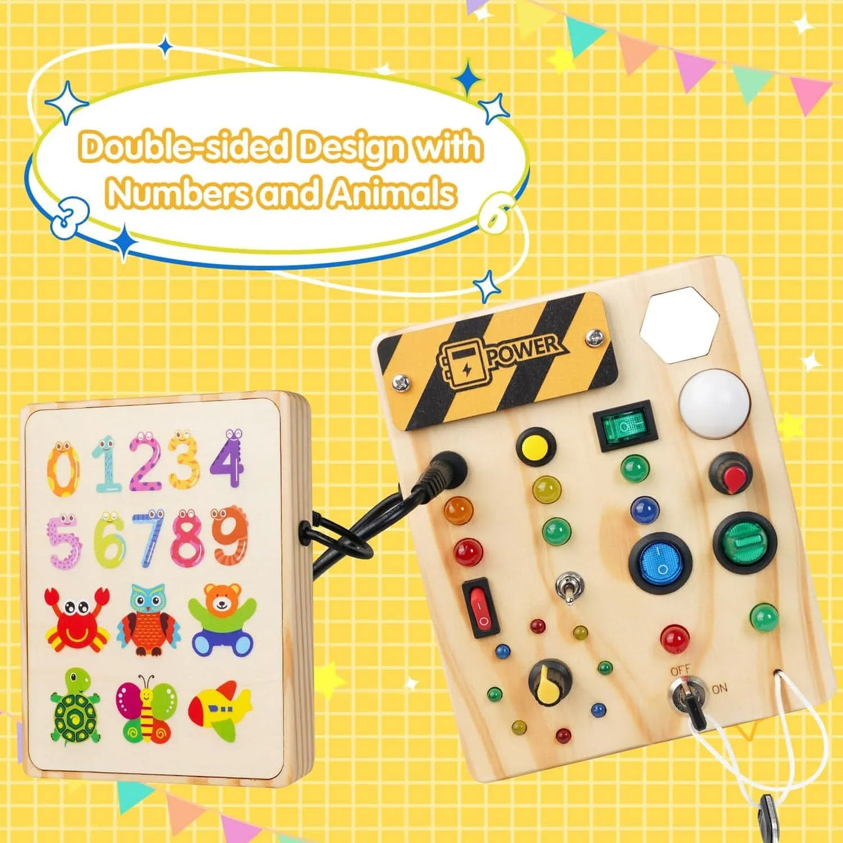 Activity Board Wooden LED Lights & Switches
