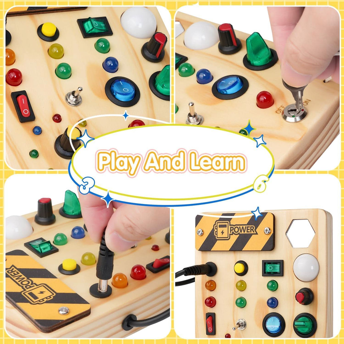 Activity Board Wooden LED Lights & Switches