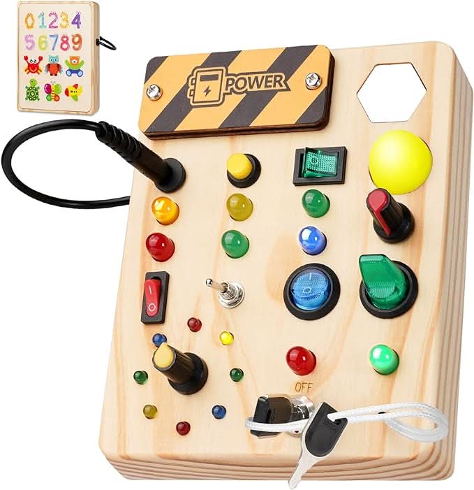 Activity Board Wooden LED Lights & Switches