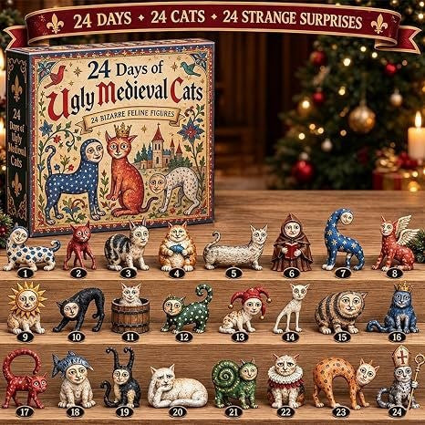 Advent Calendar 24-Day Retro Cat Figures Acrylic Figures