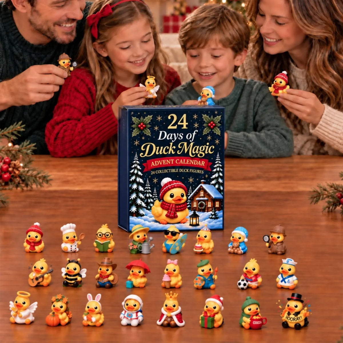 Advent Calendar 24 Festive Duck Figures For Christmas Countdown