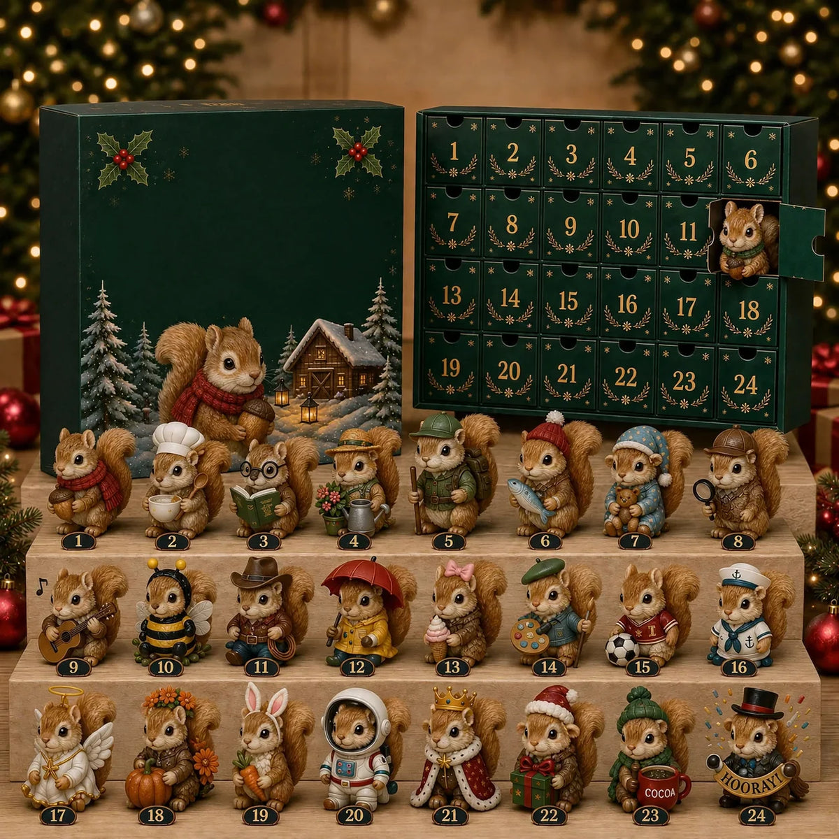 Advent Calendar Acrylic Animal Design 24-Day Countdown