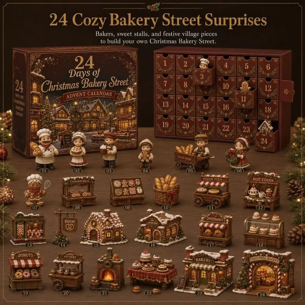 Advent Calendar Acrylic Hanging Christmas Village Design